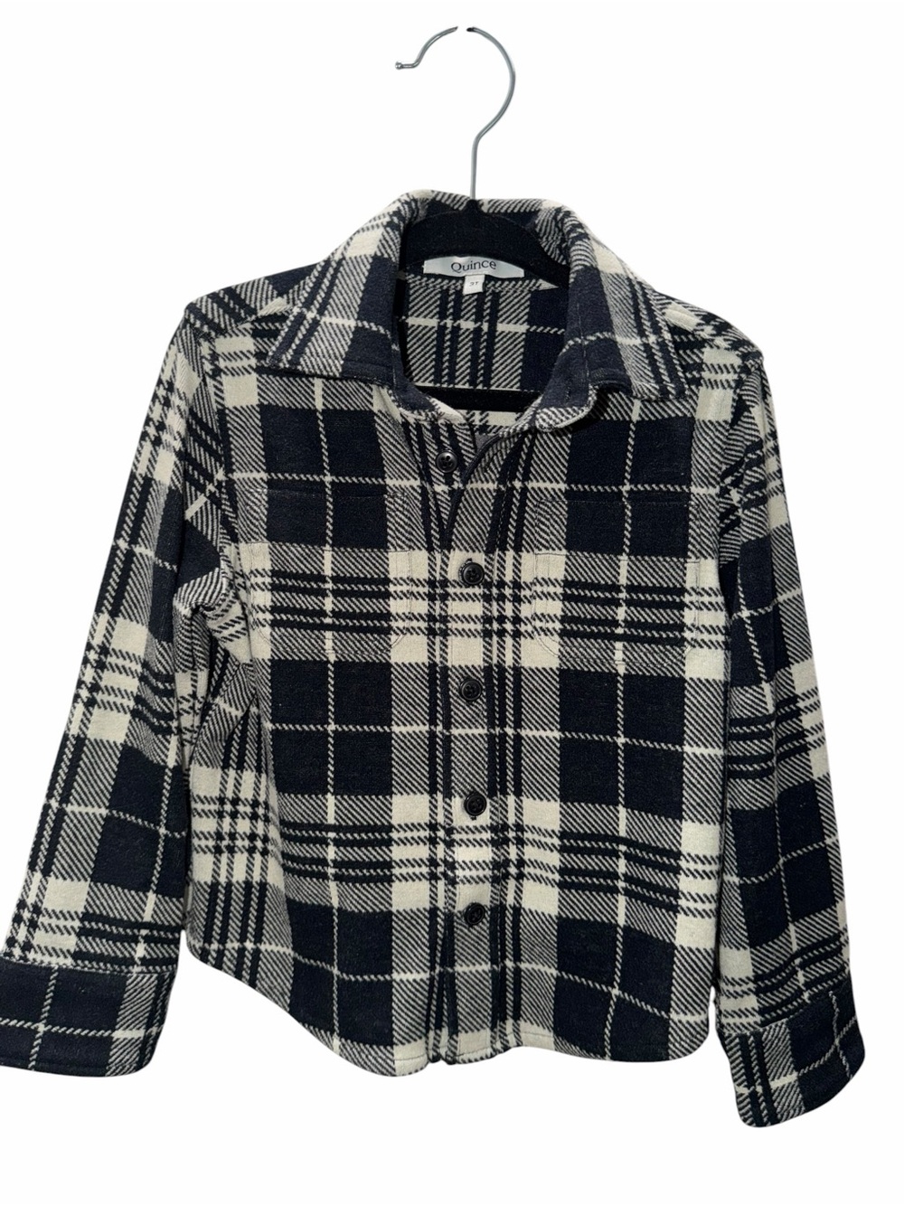 Quince Black & White Plaid Button-Up Shirt Jacket